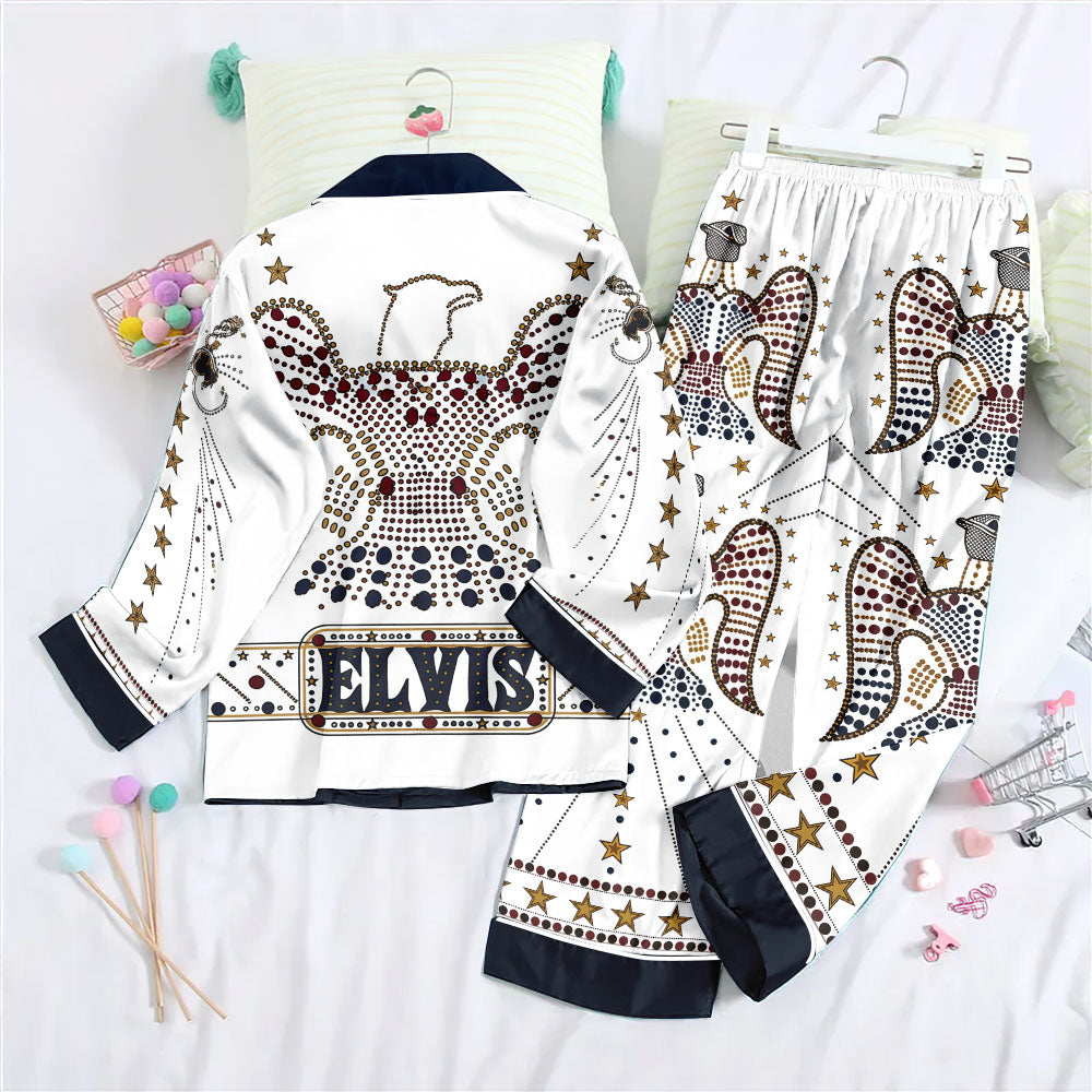 Elvis Presley Satin Pajama Set with Piping – TMTHU7985