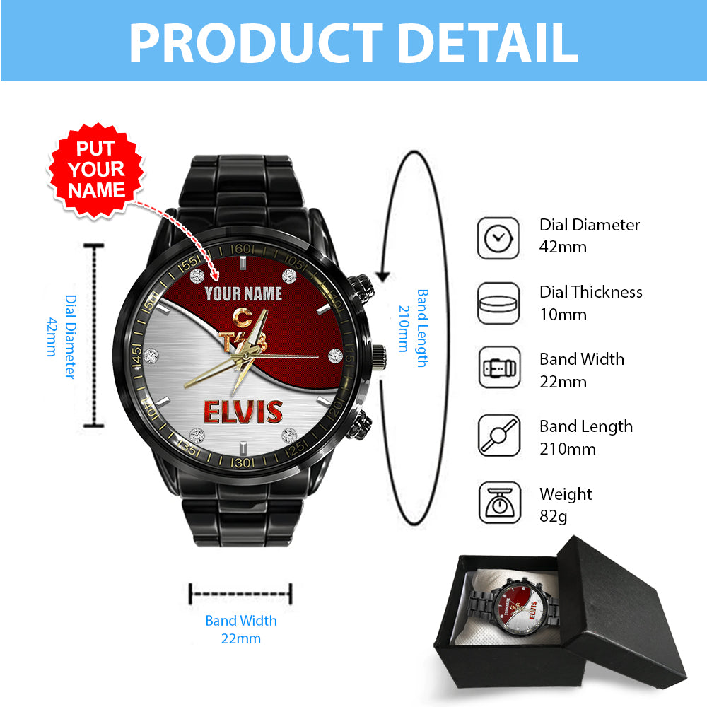 Personalized Elvis Presley Black Stainless Steel Watch – HOATT 6029