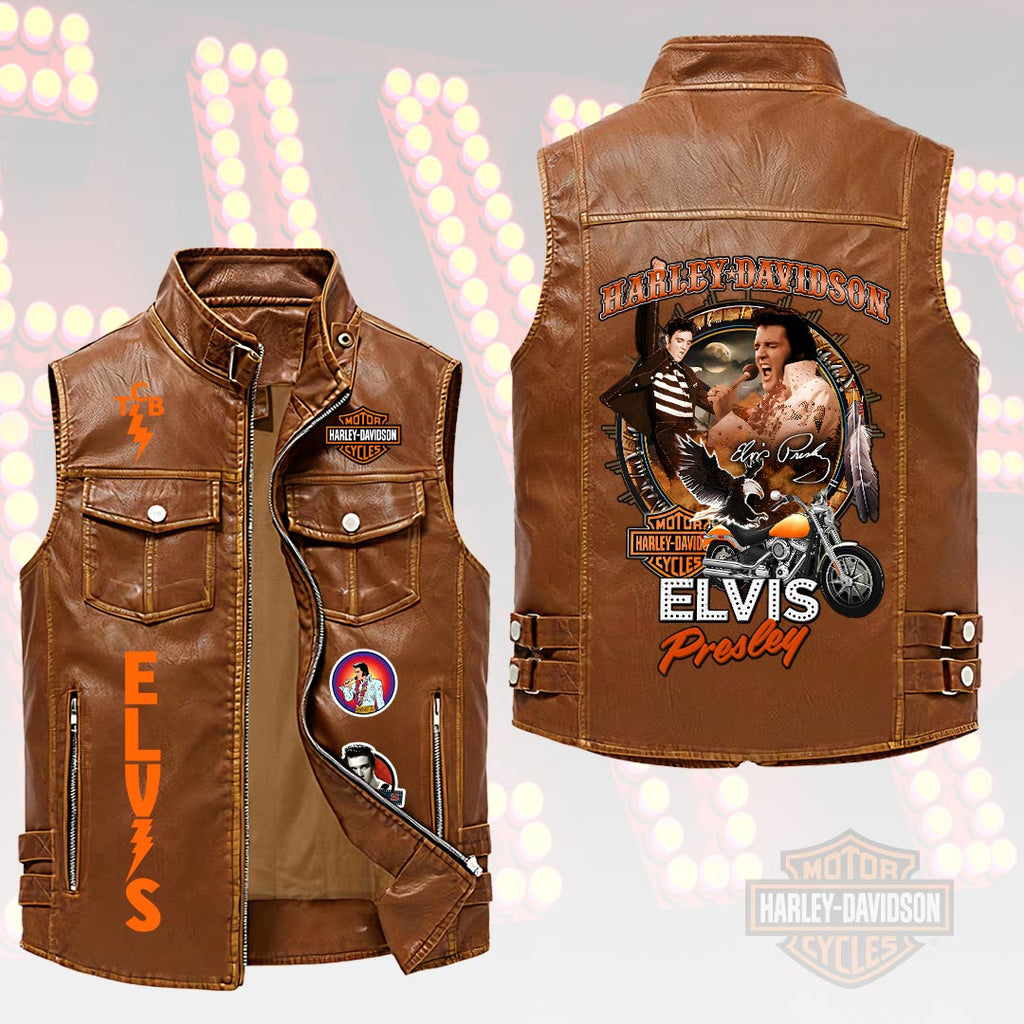 Elvis Presley Premium 2D Sleeveless Leather Vest – HOATT18361