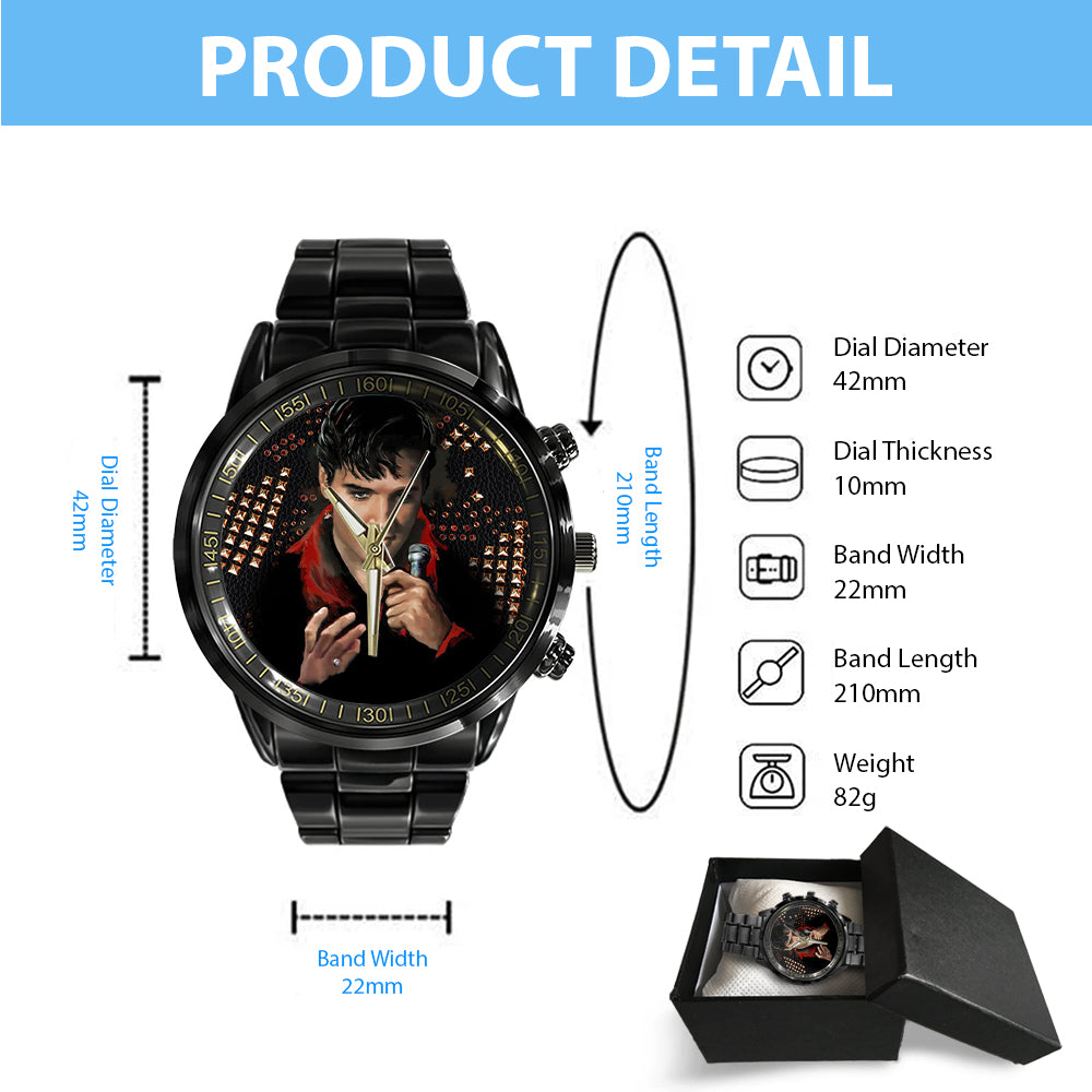Elvis Presley Black Stainless Steel Watch – HOATT 5759