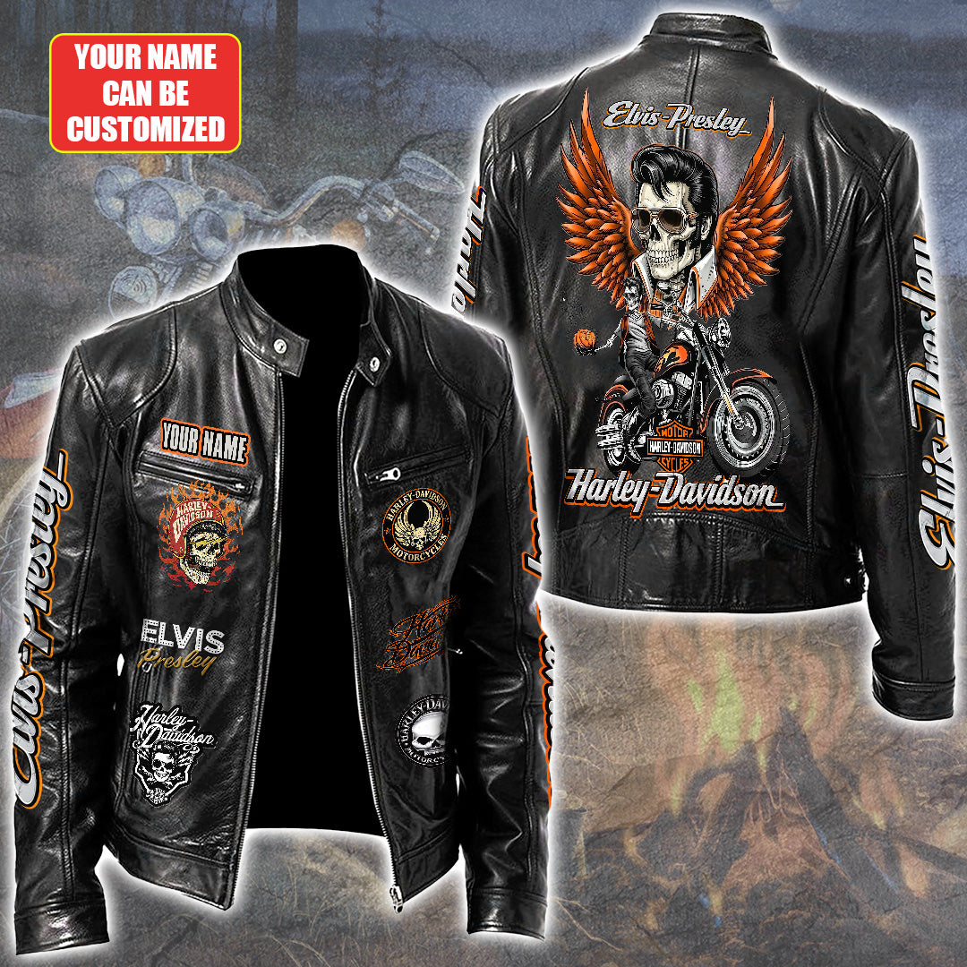 Personalized Elvis Presley x Harley Davidson Motorcycle Leather Jacket – GNE4949
