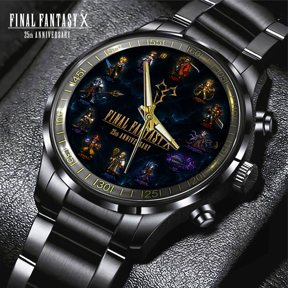Final Fantasy X 25th Anniversary Black Stainless Steel Watch – GNE7852