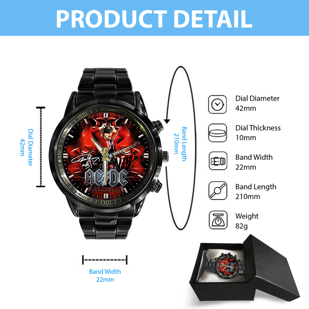 AC/DC Black Stainless Steel Watch – GNE 969