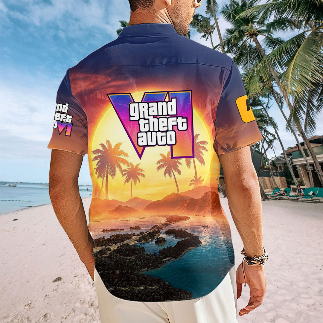 Grand Theft Auto VI Short Sleeve Button-Down Shirt – TANTN24020
