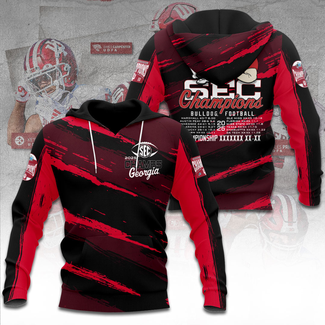 Georgia Bulldogs Football 2025 SEC Football Champions 3D Apparel – TANTN19279