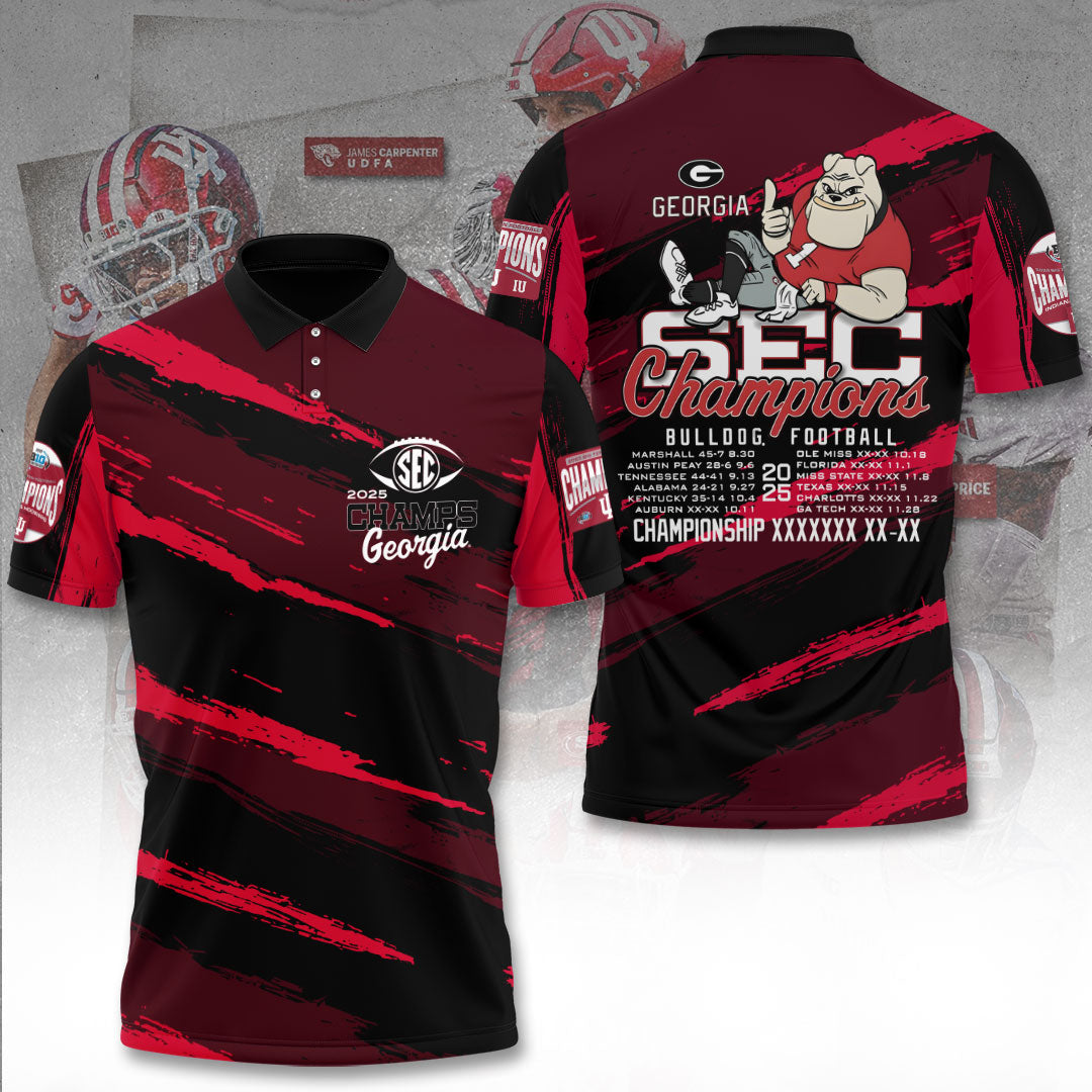 Georgia Bulldogs Football 2025 SEC Football Champions 3D Apparel – TANTN19279