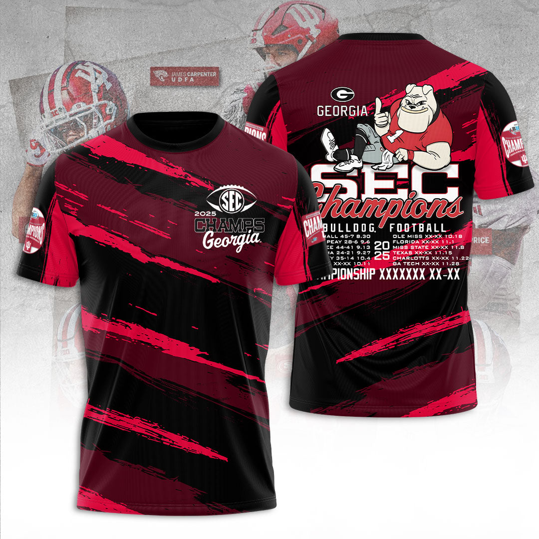 Georgia Bulldogs Football 2025 SEC Football Champions 3D Apparel – TANTN19279