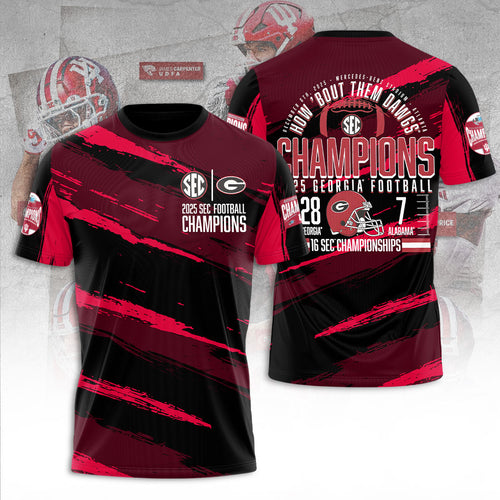 Georgia Bulldogs Football 2025 SEC Football Champions 3D Apparel – TANTN19280