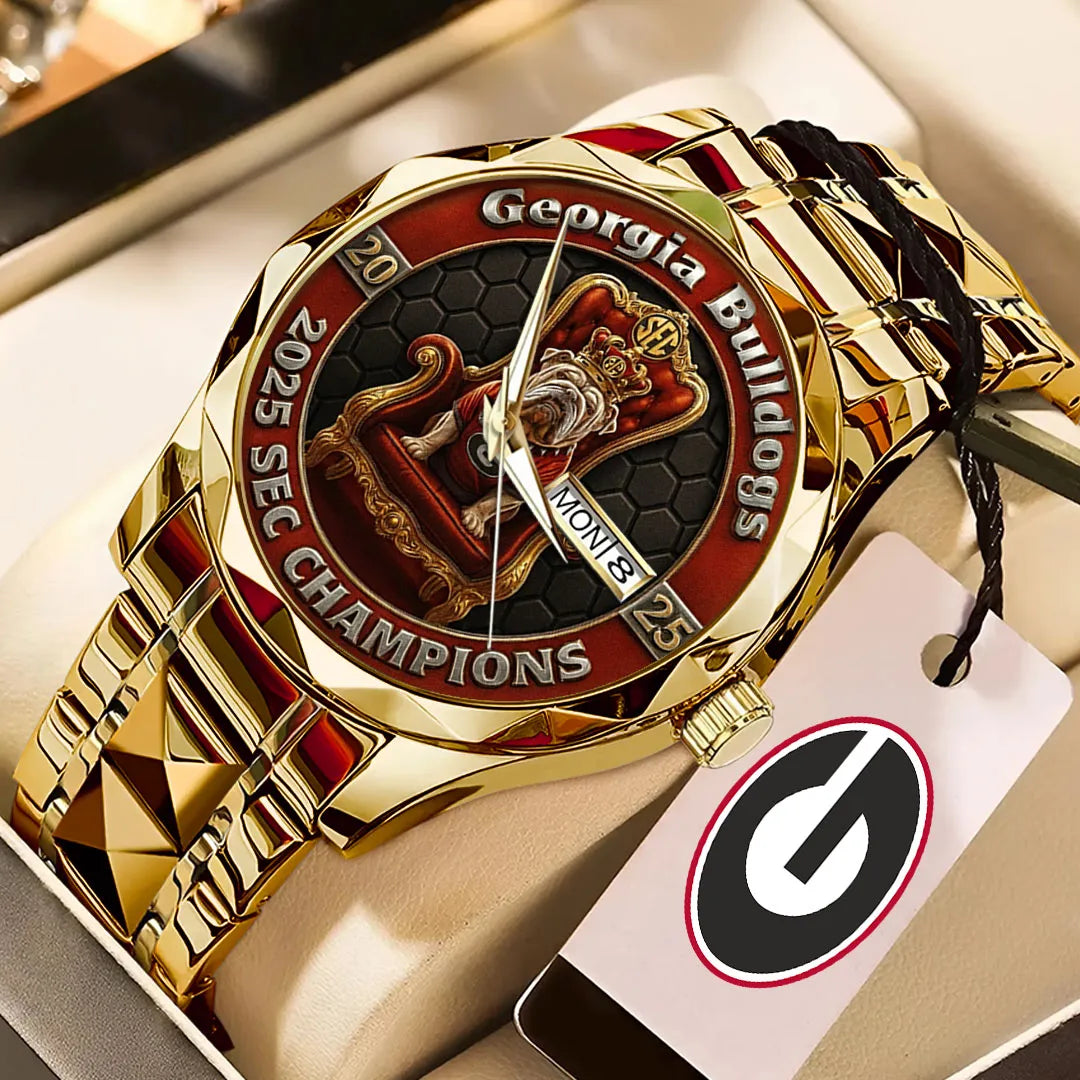 Georgia Bulldogs Football 2025 SEC Champions Alloy Luxury Quartz Watch – TMTHU2541