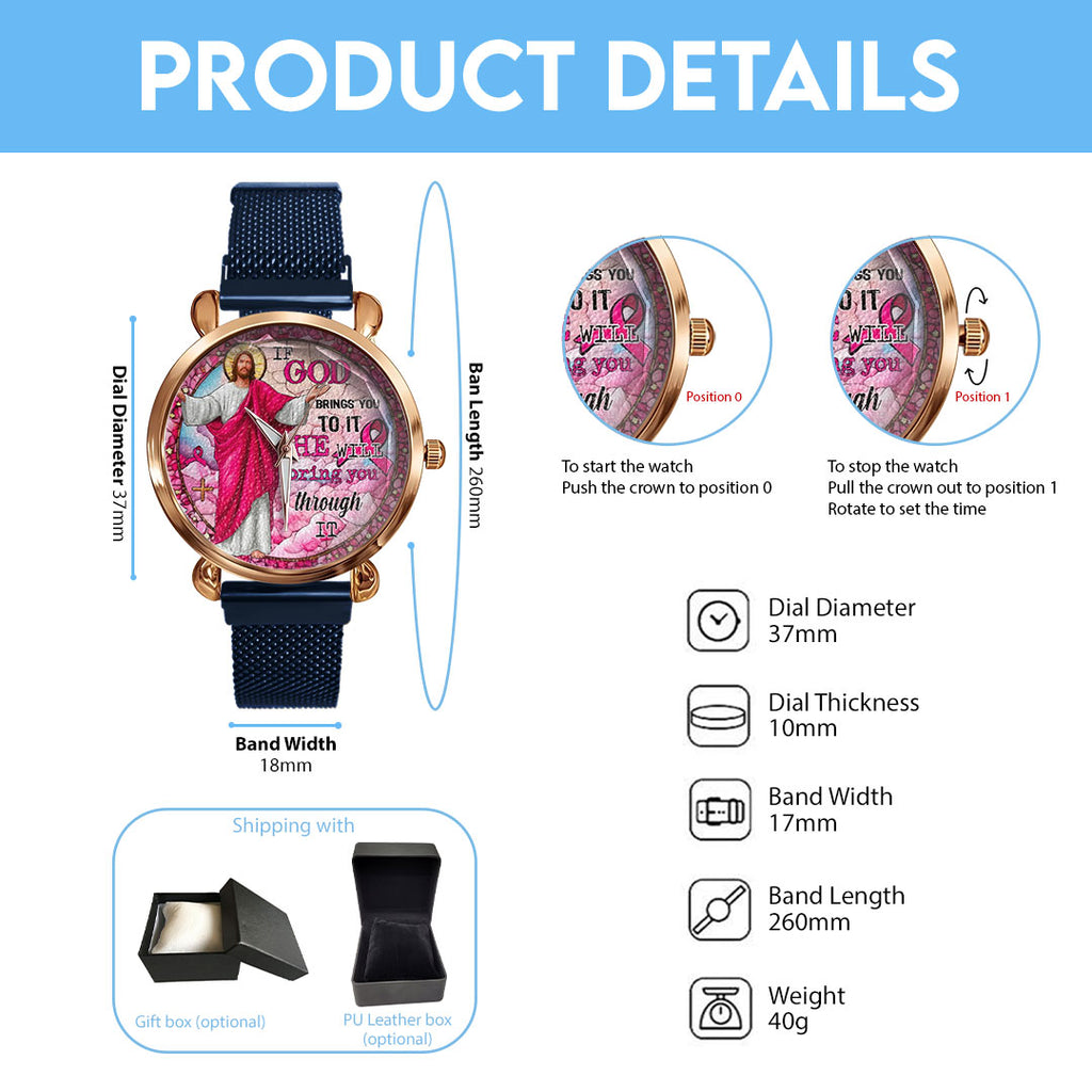 Breast Cancer Awareness Mesh Strap Quartz Watch – HOATT12480