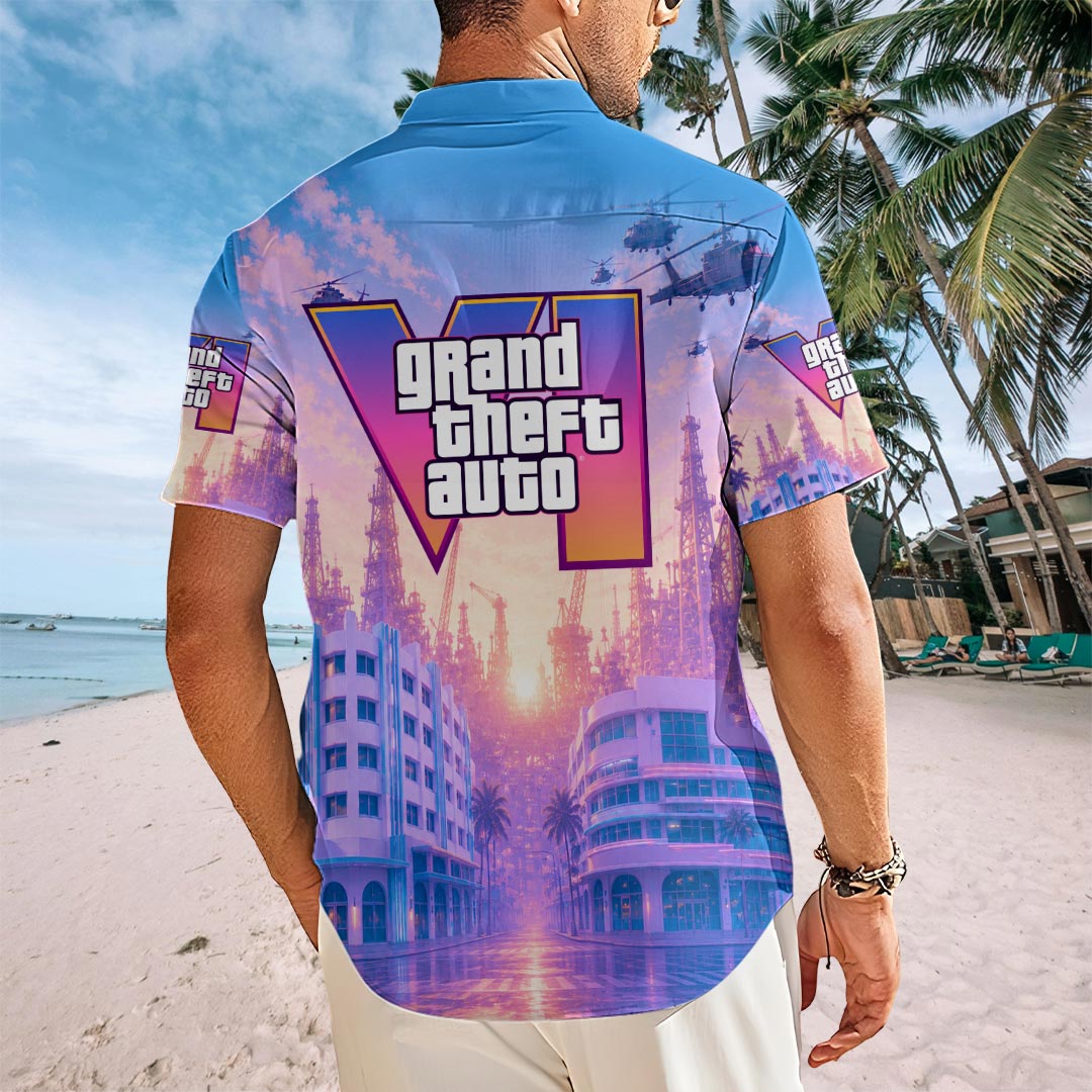 Grand Theft Auto VI Short Sleeve Button-Down Shirt – HOATT19559