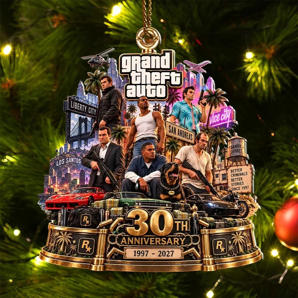 Grand Theft Auto 30th Anniversary Custom Shape 2-side Printed Acrylic Ornament – HOATT21394