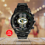 Personalized Green Bay Packers Black Stainless Steel Watch – TANTN16015