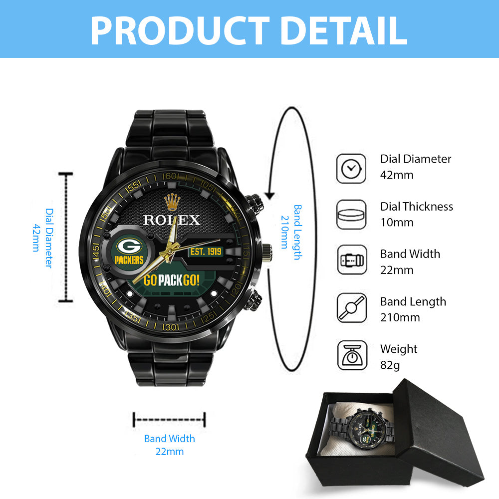 Green Bay Packers x Rolex Black Stainless Steel Watch – MAITM 10795