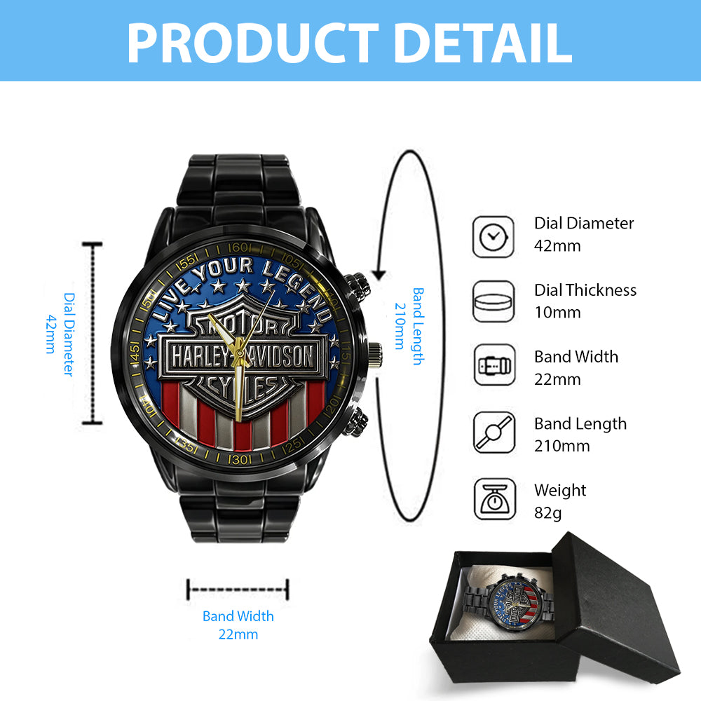 Harley Davidson Black Stainless Steel Watch – TMTHU985