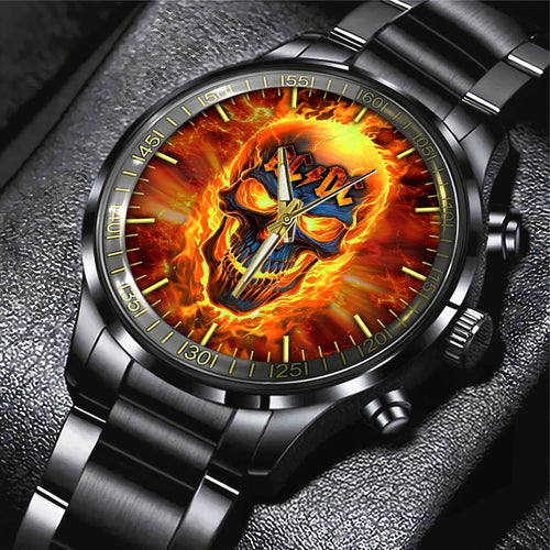 AC/DC Black Stainless Steel Watch – HUANNM 4890