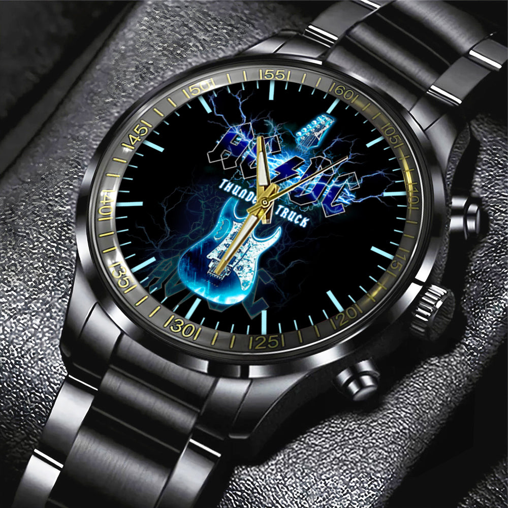 AC/DC Black Stainless Steel Watch – HUANNM 4891