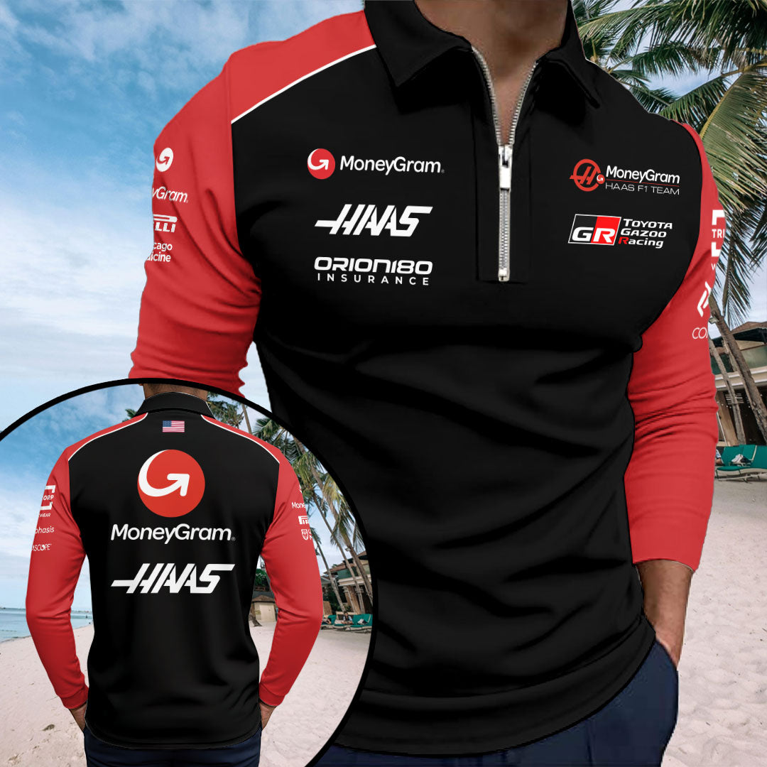 Haas F1 Moneygram 2025 Team Zip Polo Shirt – GNE4828