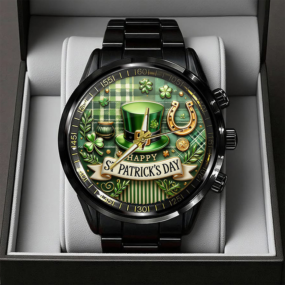 Happy St. Patrick's Day Black Stainless Steel Watch – TANTN20188