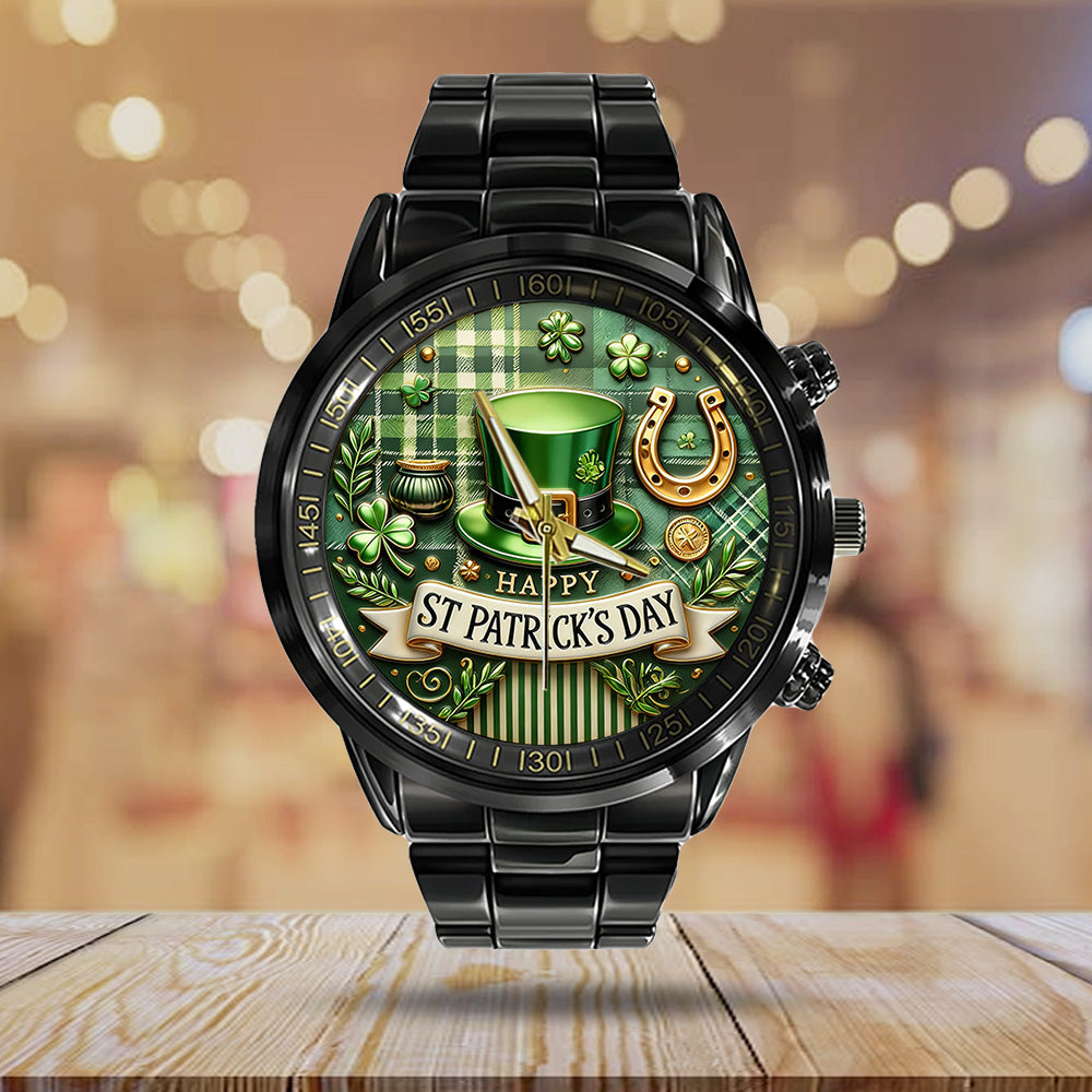 Happy St. Patrick's Day Black Stainless Steel Watch – TANTN20188