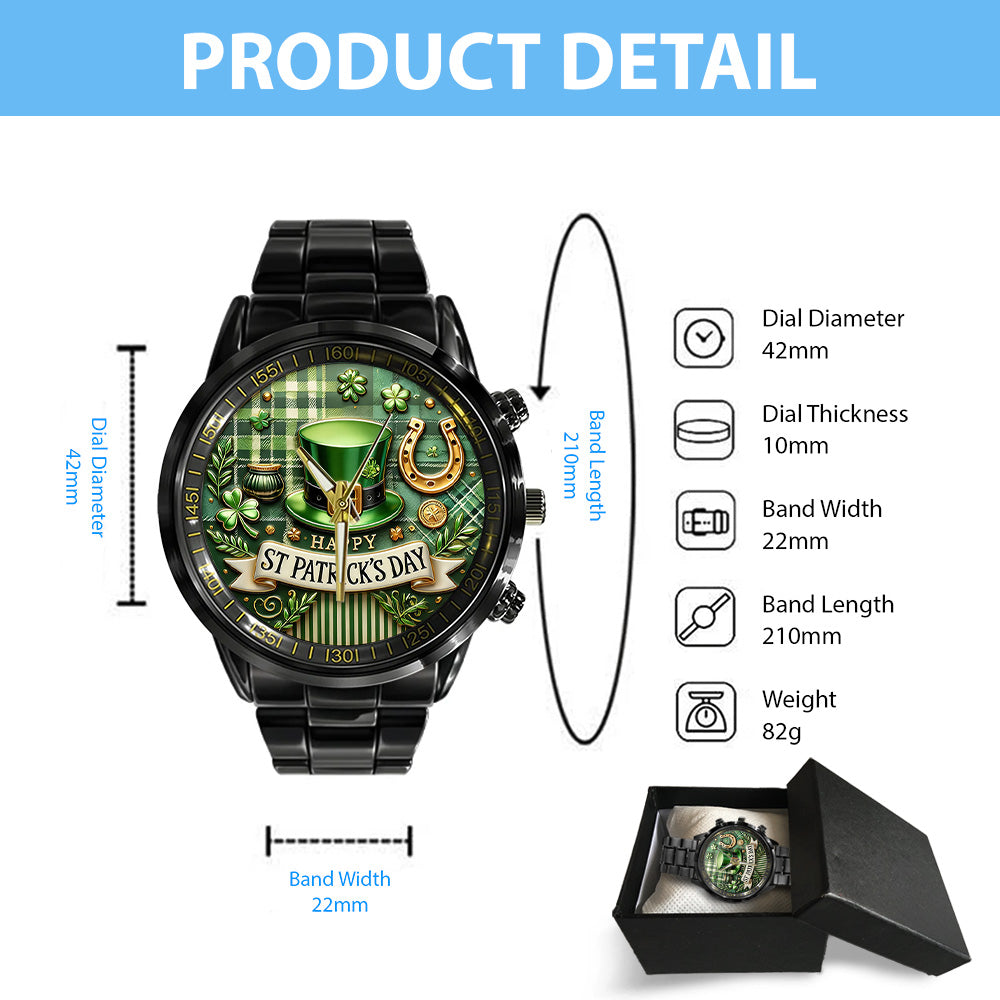 Happy St. Patrick's Day Black Stainless Steel Watch – TANTN20188