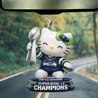Hello Kitty x Seattle Seahawks 2025 Super Bowl LX Champions Custom shape 2-sided Acrylic Car Ornament – TMTHU3913