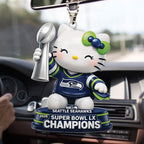 Hello Kitty x Seattle Seahawks 2025 Super Bowl LX Champions Custom shape 2-sided Acrylic Car Ornament – TMTHU3913