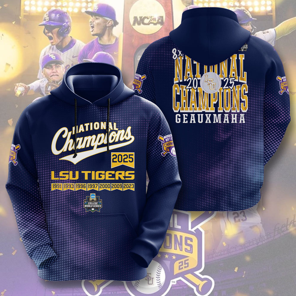 LSU Tigers Baseball 2025 National Champions 3D Apparel – GNE 3852