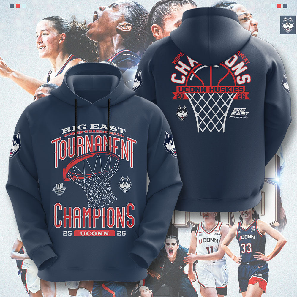 UConn Huskies Women's Basketball 2026 Big East Champions 3D Apparel – GNE5397