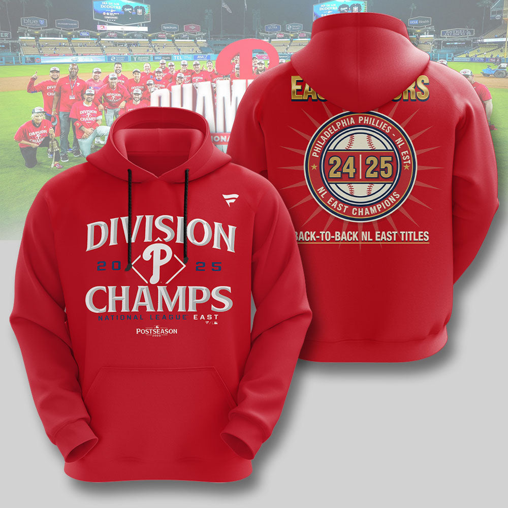 Philadelphia Phillies NL EAST Champions 2025 3D Apparel – TMTHU1021