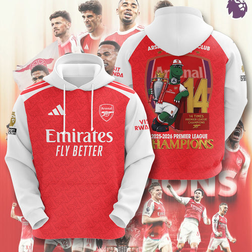 Arsenal FC Premier League Champions 25/26 3D Apparel – TMTHU6342