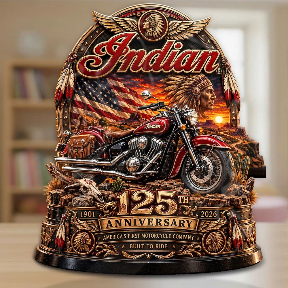 Indian Motorcycle 125th Anniversary 2026 Custom Shape Acrylic Plaque – TANTN26139