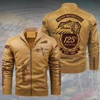 Indian Motorcycle 125th Anniversary 2D Leather Yellow Fleece Jacket – TMTHU8560