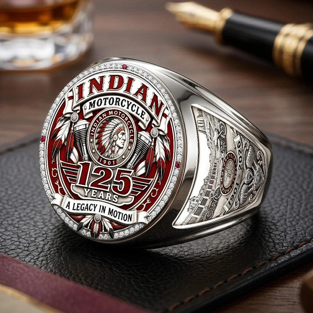 Indian Motorcycle 125th Anniversary 3D Engraved Ring – TMTHU10067