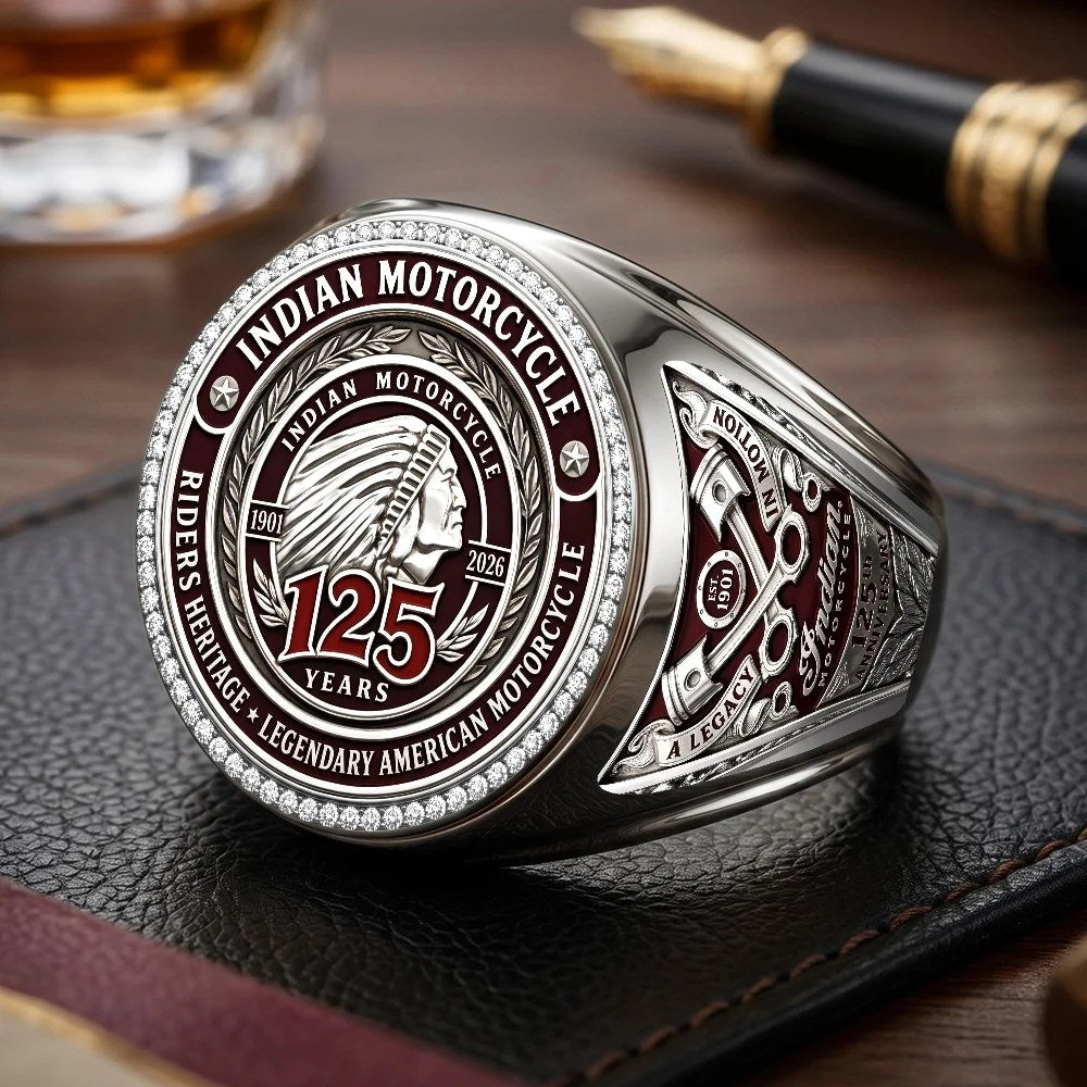 Indian Motorcycle 125th Anniversary 3D Engraved Ring – TMTHU10068