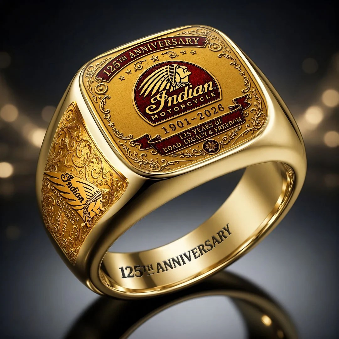 Indian Motorcycle 125th Anniversary 3D Engraved Ring – HOATT20386