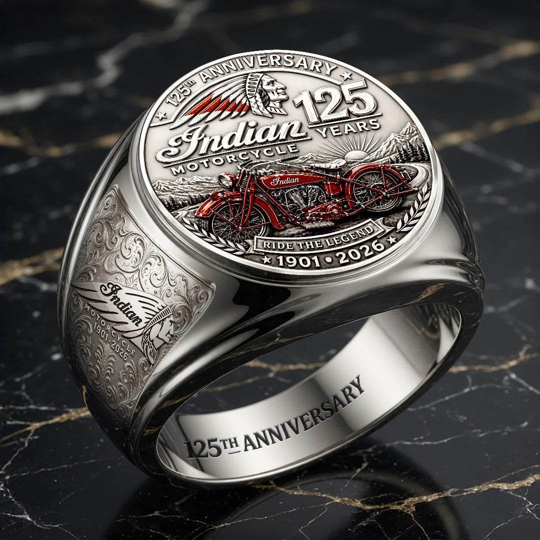 Indian Motorcycle 125th Anniversary 3D Engraved Ring – HOATT20423