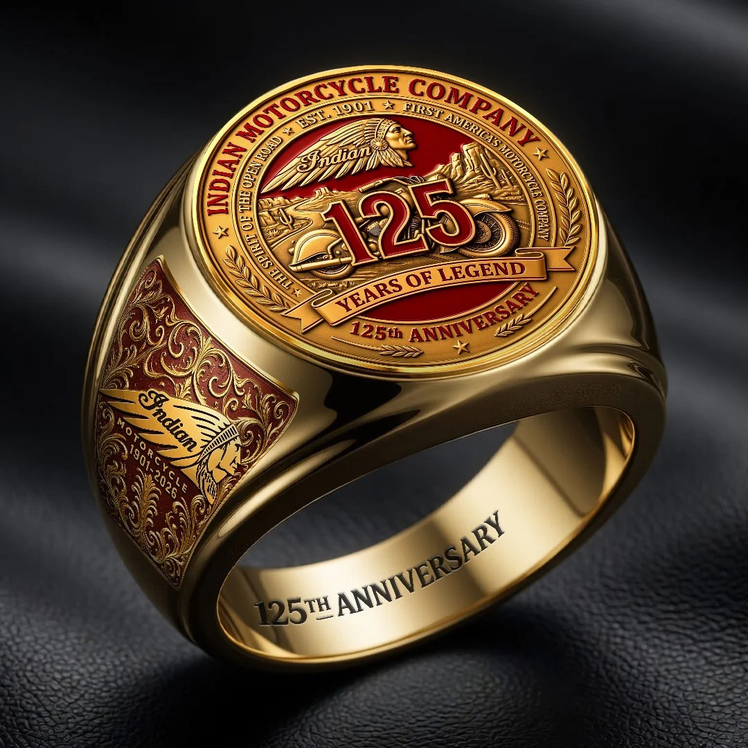 Indian Motorcycle 125th Anniversary 3D Engraved Ring – HOATT20488