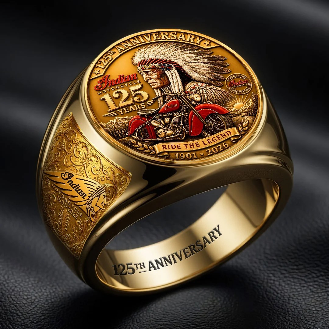 Indian Motorcycle 125th Anniversary 3D Engraved Ring – HOATT20526