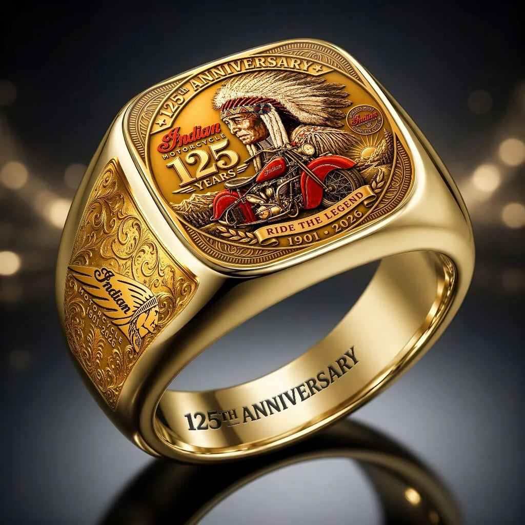 Indian Motorcycle 125th Anniversary 3D Engraved Ring – HOATT20526