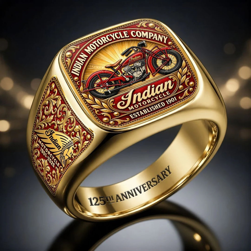 Indian Motorcycle 125th Anniversary 3D Engraved Ring – HOATT21559