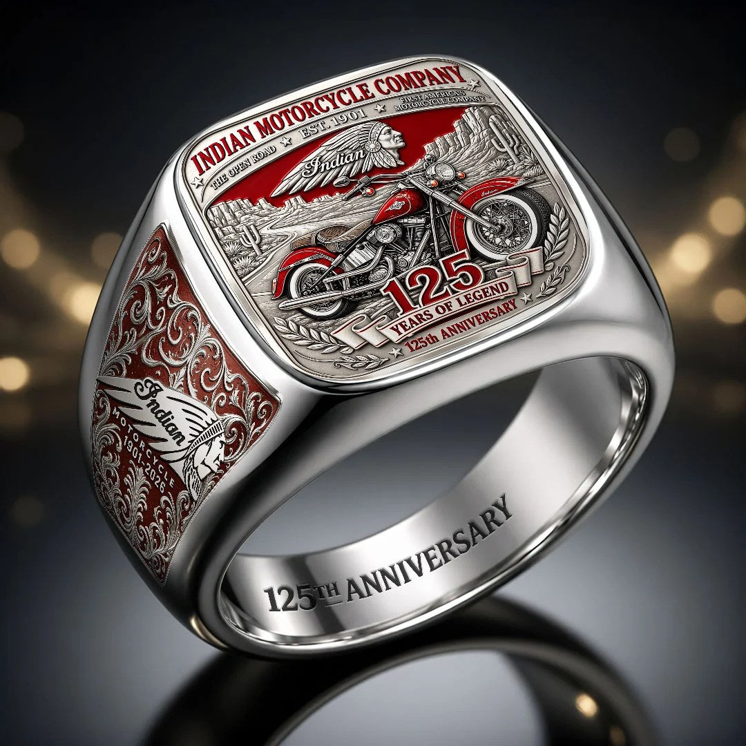 Indian Motorcycle 125th Anniversary 3D Engraved Ring – HOATT26742