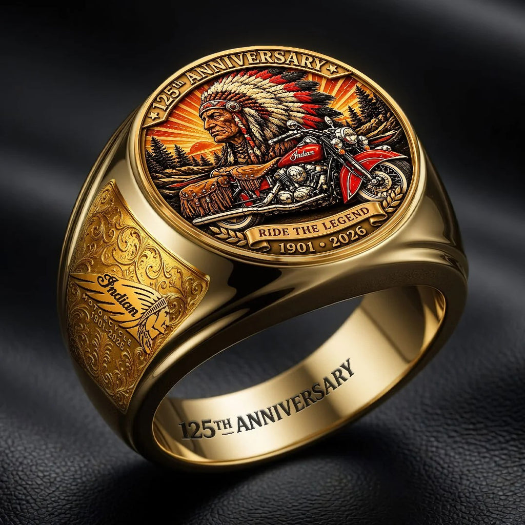 Indian Motorcycle 125th Anniversary 3D Engraved Ring – HOATT26747