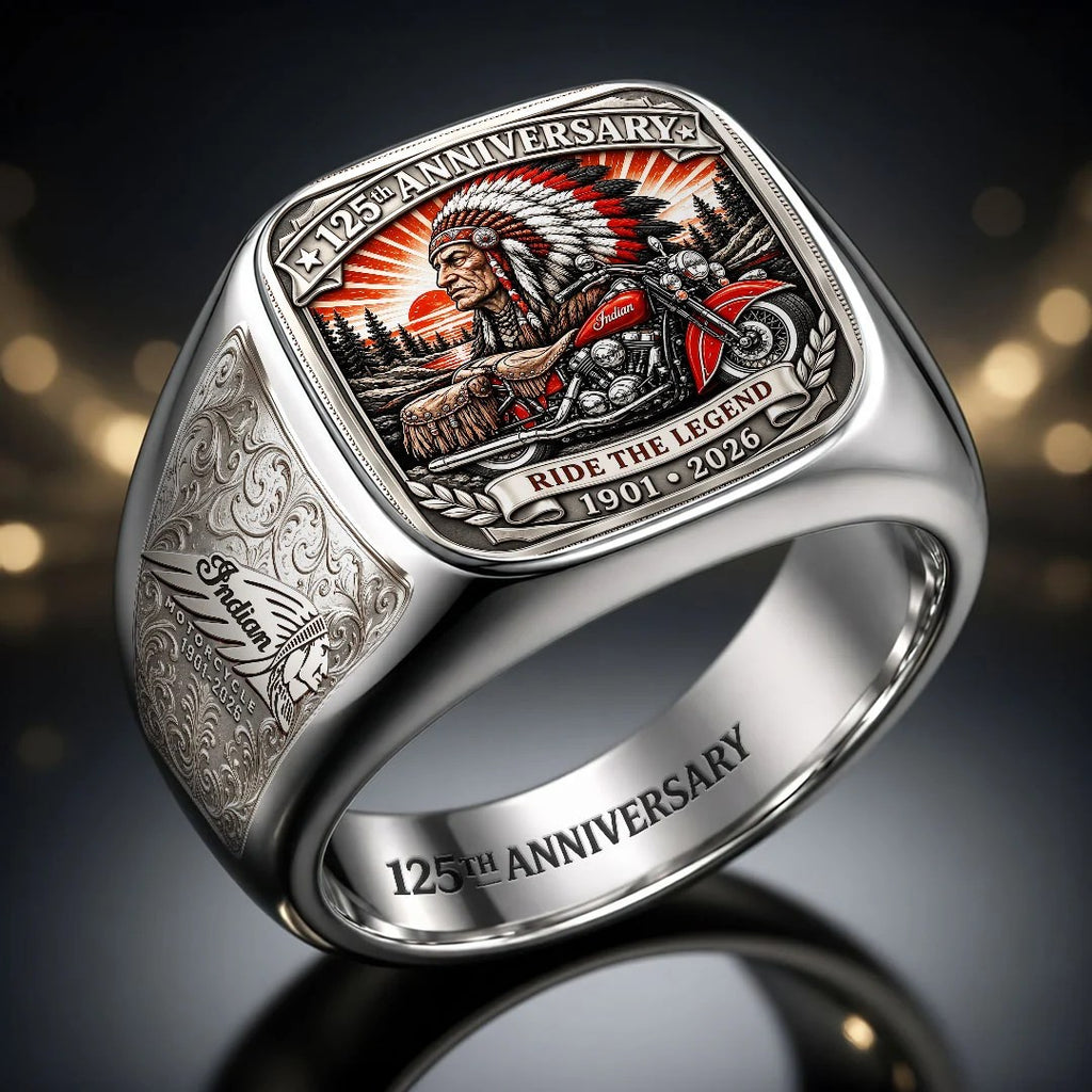 Indian Motorcycle 125th Anniversary 3D Engraved Ring – HOATT26747