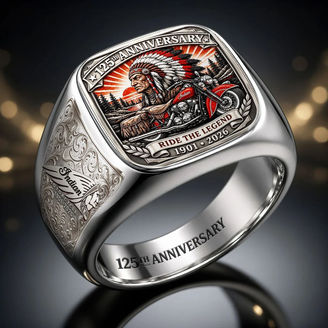 Indian Motorcycle 125th Anniversary 3D Engraved Ring – HOATT26747