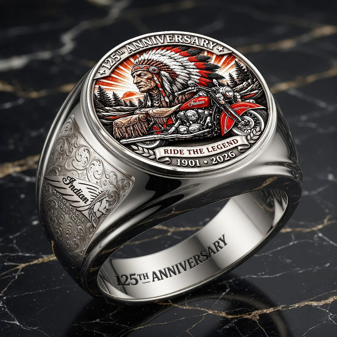 Indian Motorcycle 125th Anniversary 3D Engraved Ring – HOATT26747