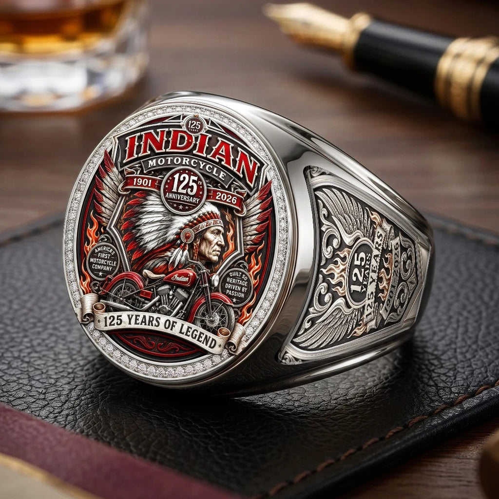 Indian Motorcycle 125th Anniversary 3D Engraved Ring – TMTHU10026