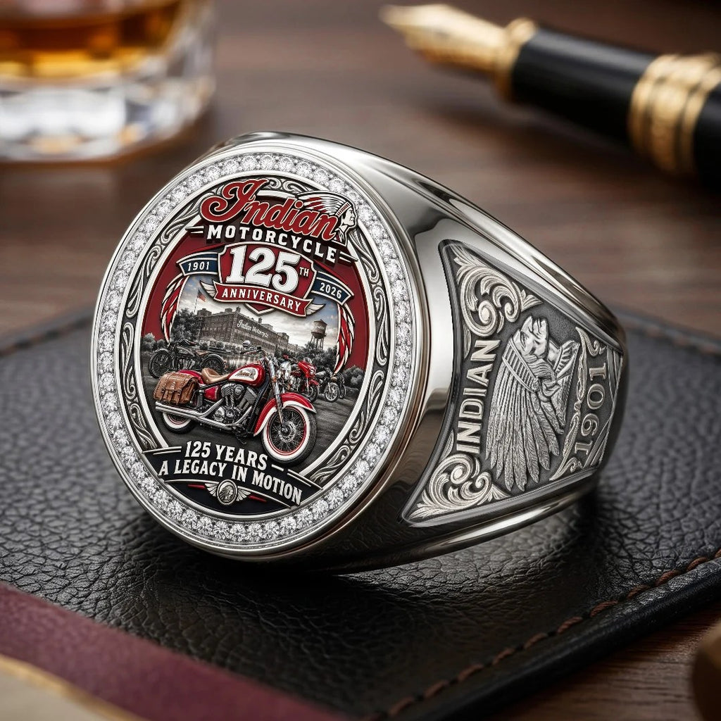 Indian Motorcycle 125th Anniversary 3D Engraved Ring – TMTHU9272