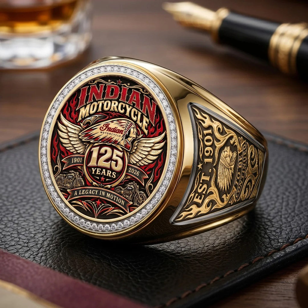 Indian Motorcycle 125th Anniversary 3D Engraved Ring – TMTHU9334