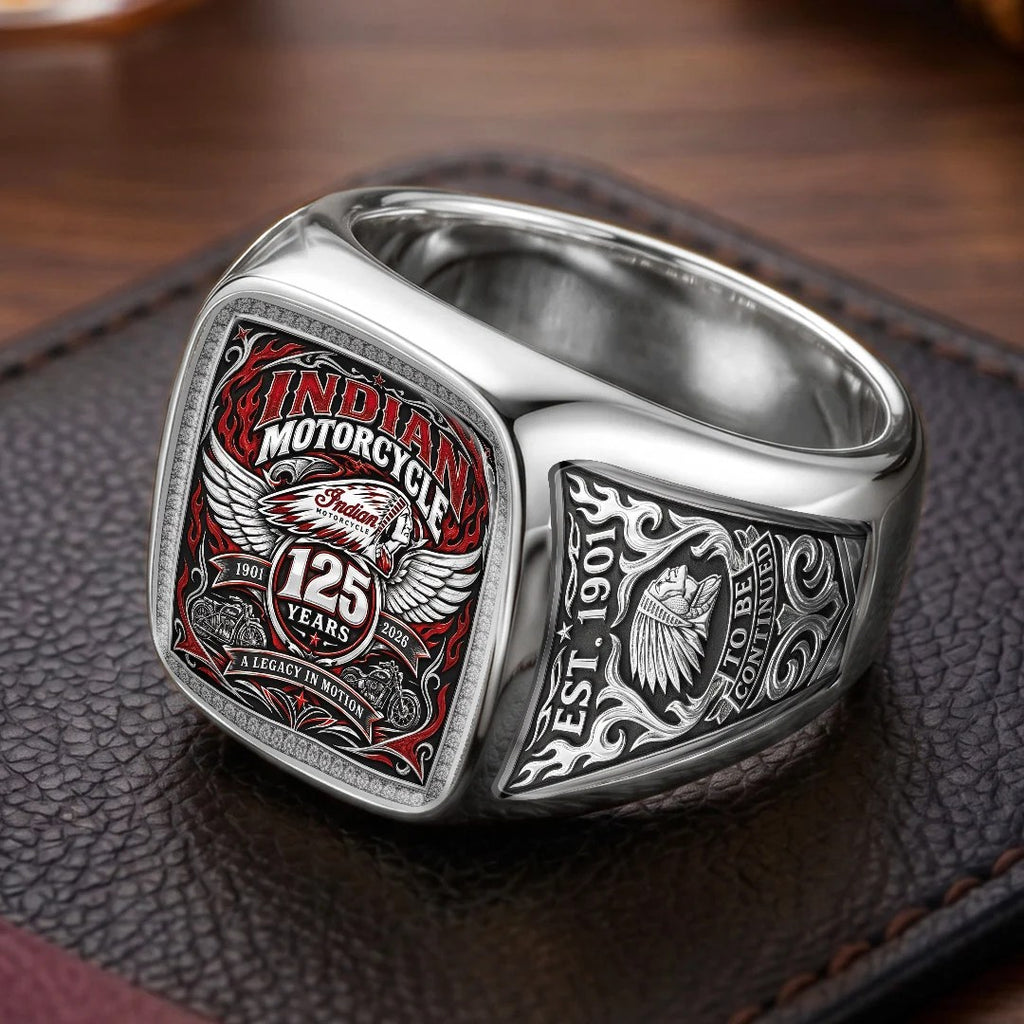 Indian Motorcycle 125th Anniversary 3D Engraved Ring – TMTHU9334